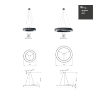 Светильник светодиодный Geometria ЭРА Ring SPO-133-B-40K-045 45Вт 4000К 3200Лм IP40 600*600*80 черный подвесной'